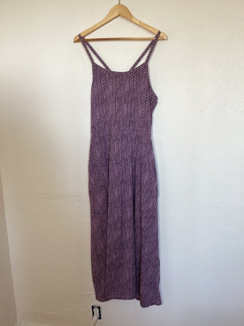 Pact Dress Fit & Flare MIDI XL w/pockets, org cotton, purple print, built in bra
